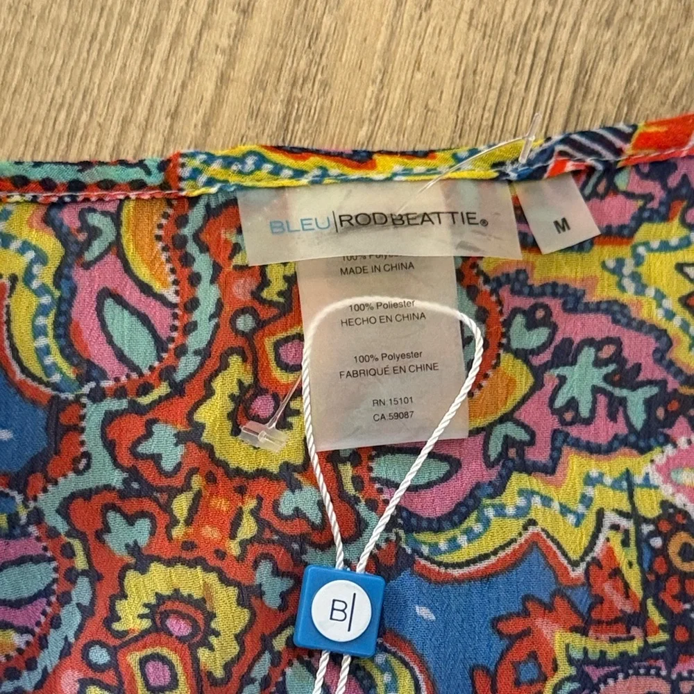 Bleu Rod Beattie Multicolor Paisley Blouse size M
